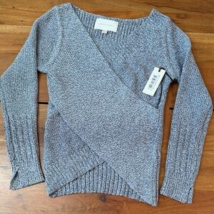 Brochu Walker Tessa Wrap Pullover Sweater in Bergen Blue Combo, NWT, size XS